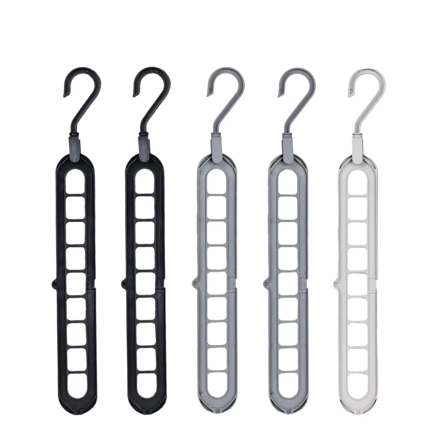 Transform Your Closet with the 3/5-Pack PVC 9-Hole Magic Hanger Pro - The Ultimate Foldable Space-Saving Organizer for Clothes Storage
