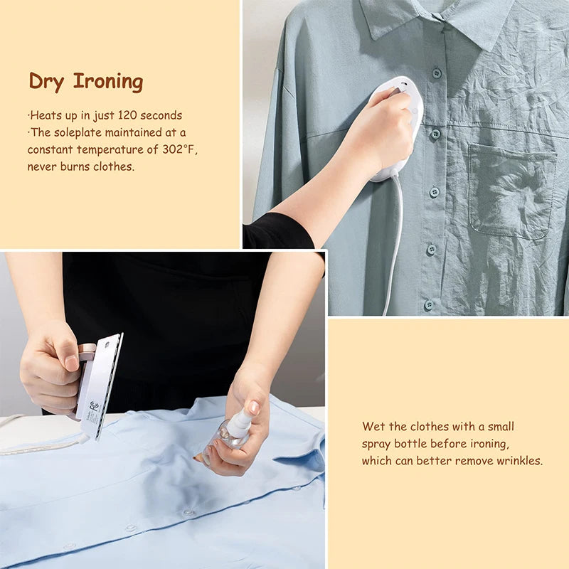 Travel-Friendly Portable Mini Electric Iron - Dual-Voltage Non-Steam Dry Iron for Effortless Wrinkle Removal