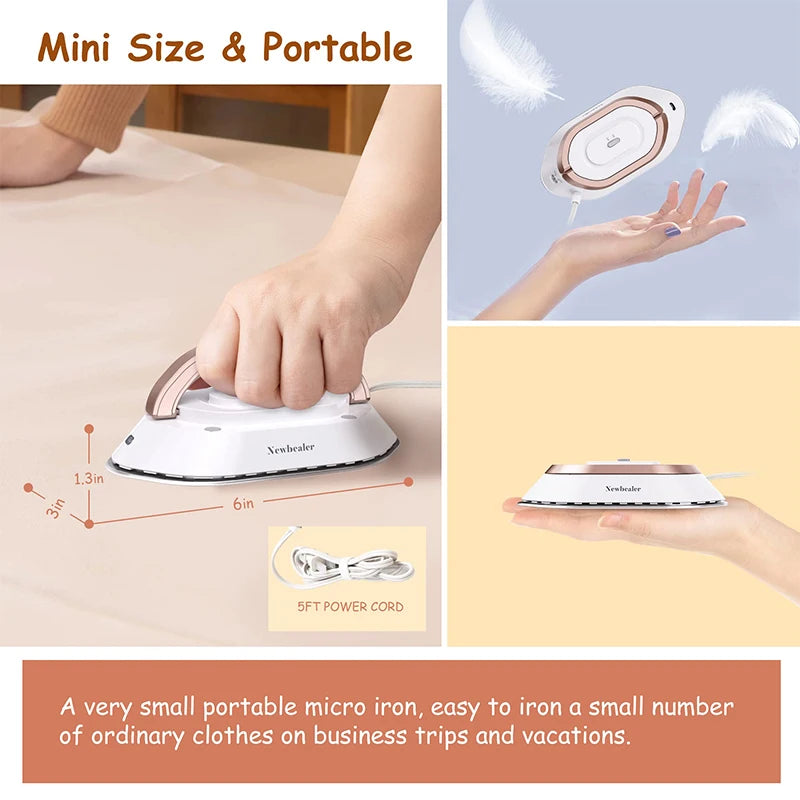 Travel-Friendly Portable Mini Electric Iron - Dual-Voltage Non-Steam Dry Iron for Effortless Wrinkle Removal