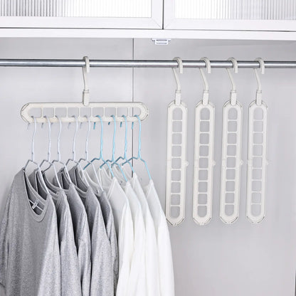 Transform Your Closet with the 3/5-Pack PVC 9-Hole Magic Hanger Pro - The Ultimate Foldable Space-Saving Organizer for Clothes Storage