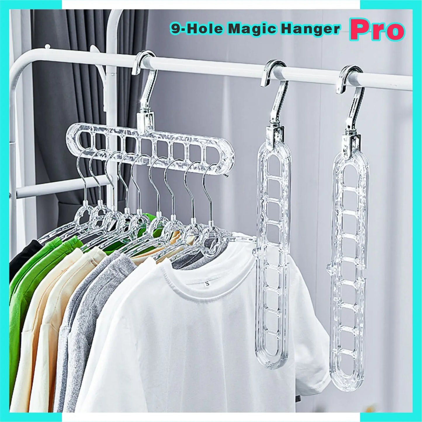 Transform Your Closet with the 3/5-Pack PVC 9-Hole Magic Hanger Pro - The Ultimate Foldable Space-Saving Organizer for Clothes Storage