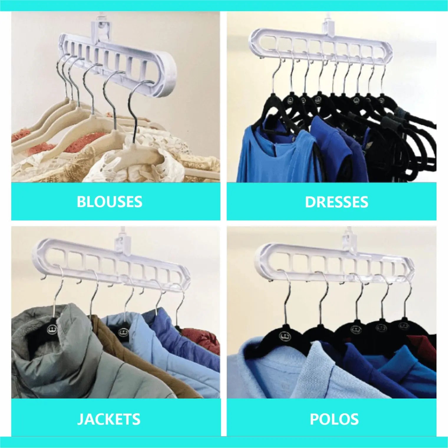 Transform Your Closet with the 3/5-Pack PVC 9-Hole Magic Hanger Pro - The Ultimate Foldable Space-Saving Organizer for Clothes Storage