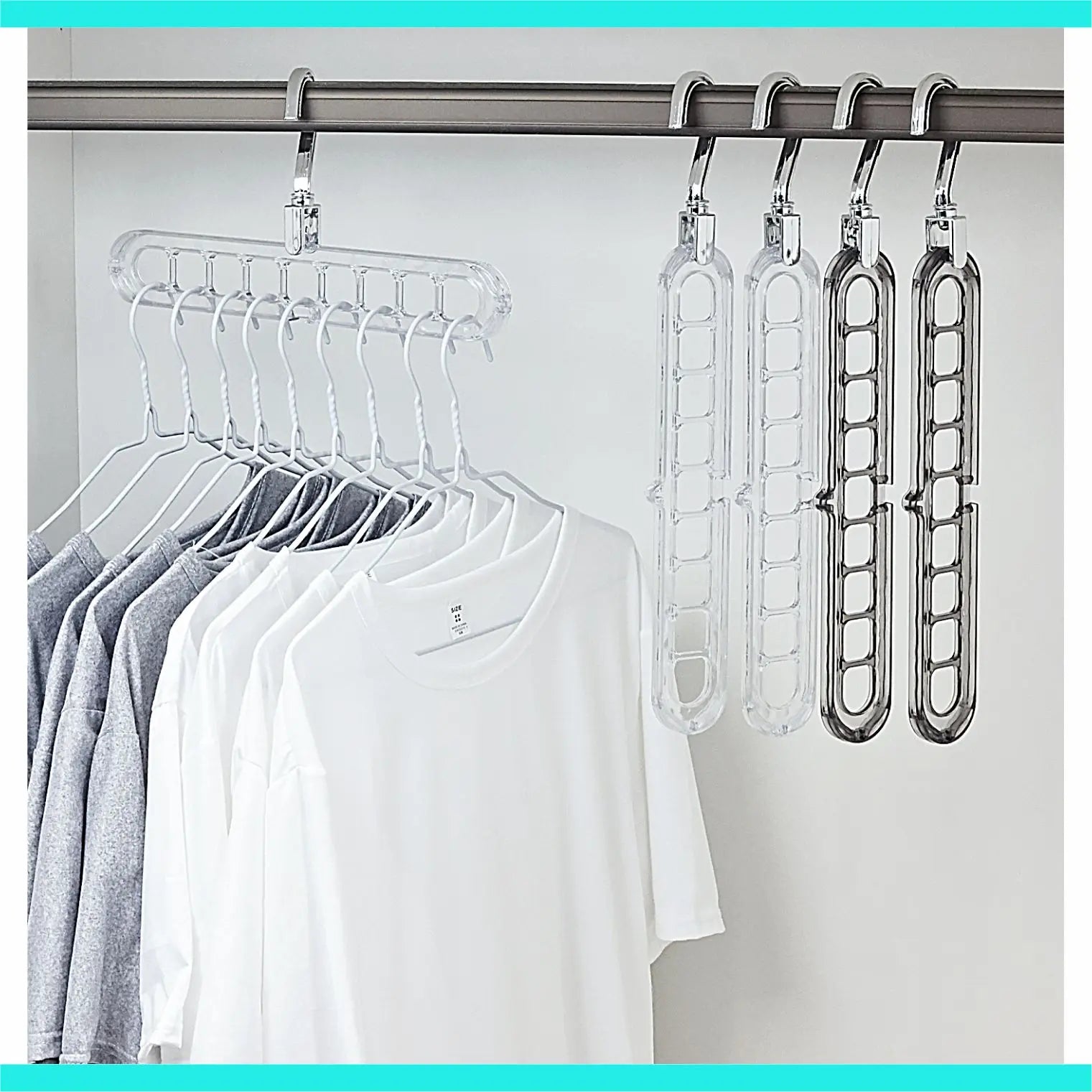 Transform Your Closet with the 3/5-Pack PVC 9-Hole Magic Hanger Pro - The Ultimate Foldable Space-Saving Organizer for Clothes Storage