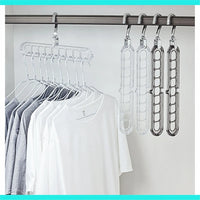 Transform Your Closet with the 3/5-Pack PVC 9-Hole Magic Hanger Pro - The Ultimate Foldable Space-Saving Organizer for Clothes Storage