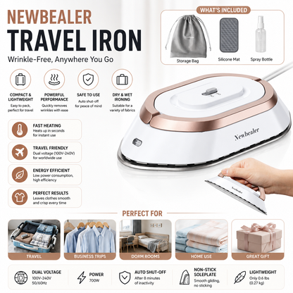 Effortlessly Travel Wrinkle-Free with Our Compact Dual-Voltage Mini Electric Iron