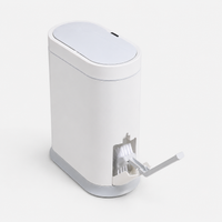 2.5 Gallon Waterproof Bathroom Trash Can with Toilet Brush - Smart Motion Sensor Lid Waste Bin for Stylish Automatic Bathroom Decor (White)