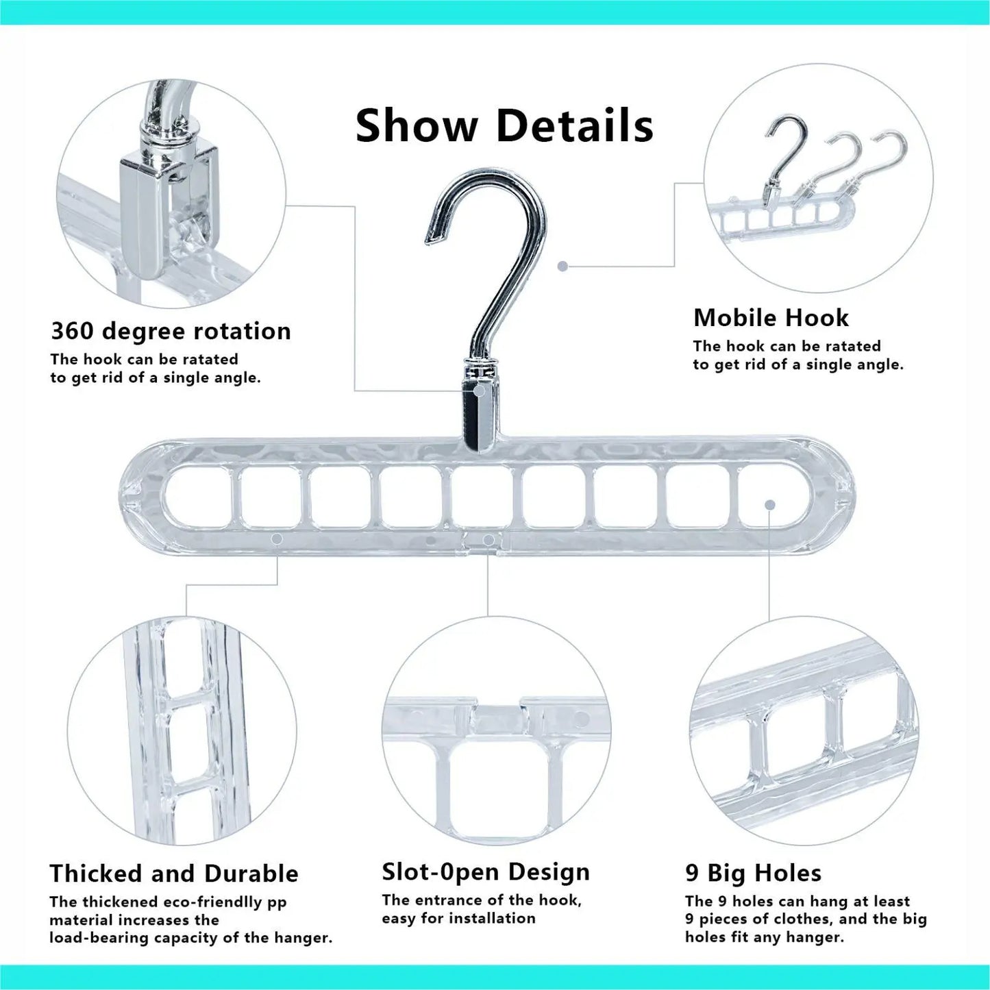 Transform Your Closet with the 3/5-Pack PVC 9-Hole Magic Hanger Pro - The Ultimate Foldable Space-Saving Organizer for Clothes Storage
