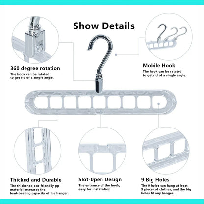 Transform Your Closet with the 3/5-Pack PVC 9-Hole Magic Hanger Pro - The Ultimate Foldable Space-Saving Organizer for Clothes Storage