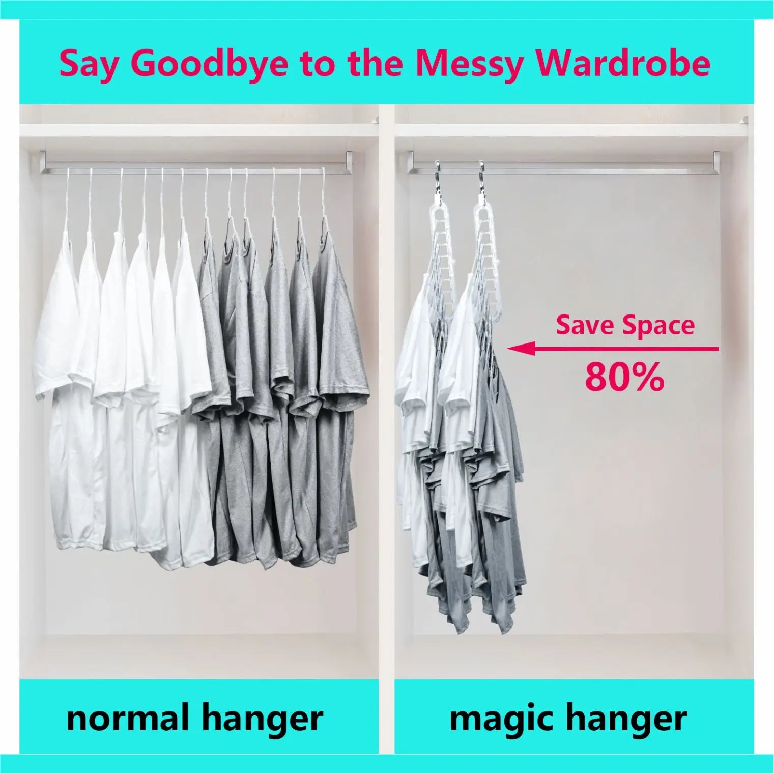 Transform Your Closet with the 3/5-Pack PVC 9-Hole Magic Hanger Pro - The Ultimate Foldable Space-Saving Organizer for Clothes Storage