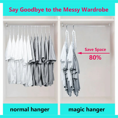 Transform Your Closet with the 3/5-Pack PVC 9-Hole Magic Hanger Pro - The Ultimate Foldable Space-Saving Organizer for Clothes Storage