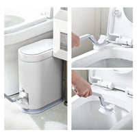 2.5 Gallon Waterproof Bathroom Trash Can with Toilet Brush - Smart Motion Sensor Lid Waste Bin for Stylish Automatic Bathroom Decor (White)