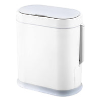 2.5 Gallon Waterproof Bathroom Trash Can with Toilet Brush - Smart Motion Sensor Lid Waste Bin for Stylish Automatic Bathroom Decor (White)
