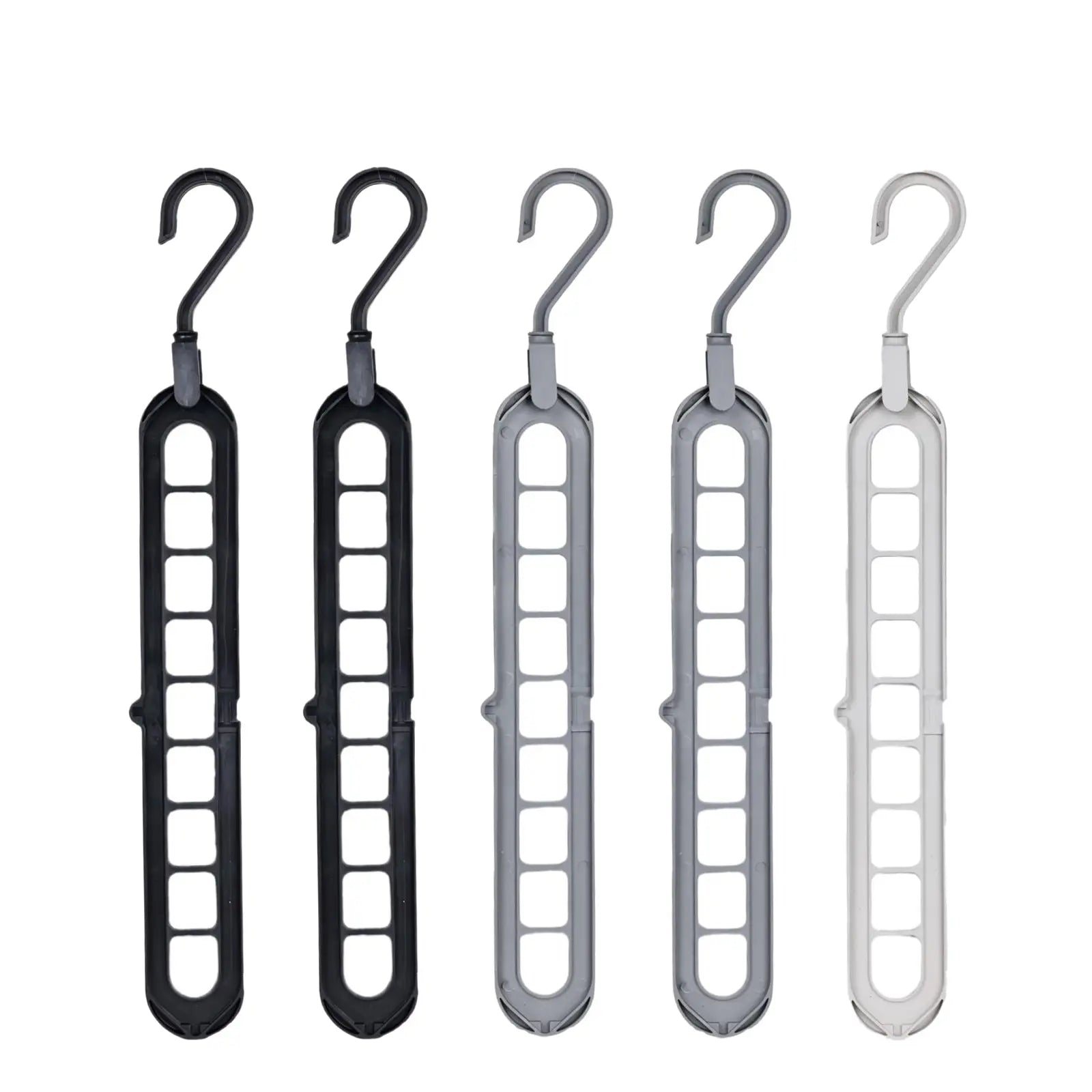 Transform Your Closet with the 3/5-Pack PVC 9-Hole Magic Hanger Pro - The Ultimate Foldable Space-Saving Organizer for Clothes Storage