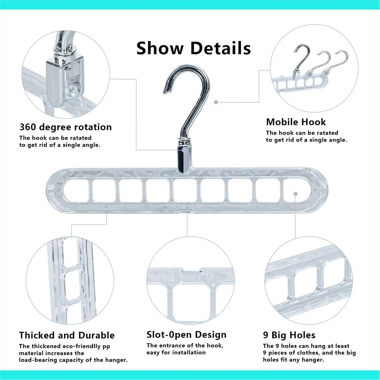 Transform Your Closet with the 3/5-Pack PVC 9-Hole Magic Hanger Pro - The Ultimate Foldable Space-Saving Organizer for Clothes Storage